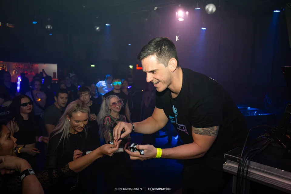 Duskfall crowd in front of the DJ booth